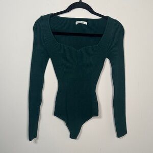 *WEAR* Abercrombie Knit Sweetheart Neckline Emerald Long Sleeve Bodysuit - S